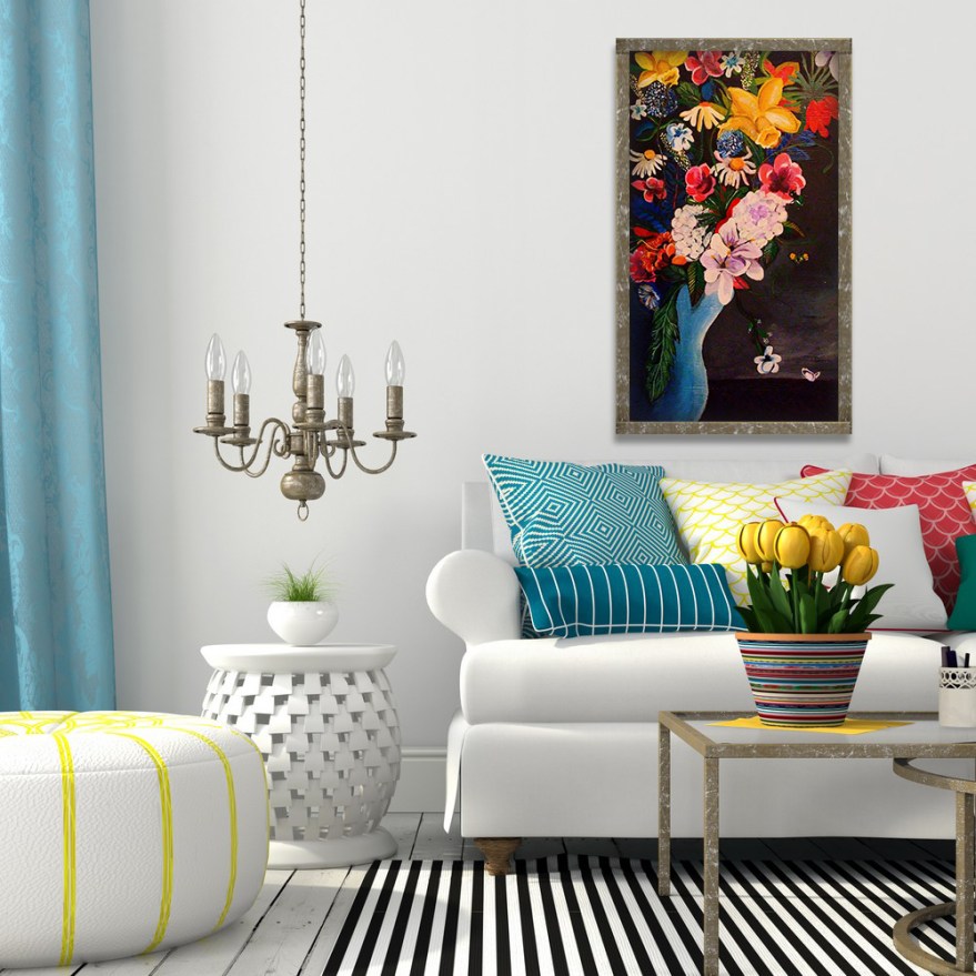 Living room with colorful pillows